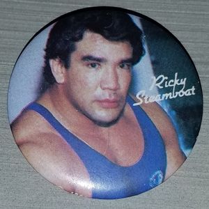 Vintage 1985 Wrestling Ricky Steamboat Button